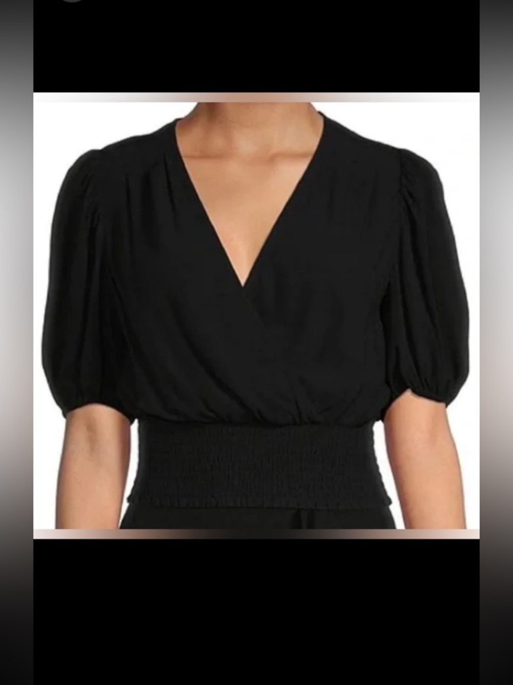 Gianni Bini Woven Georgia Black Short Sleeve Blouse